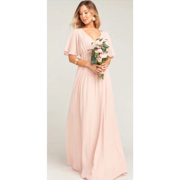 Show Me Your MuMu Emily Empire Maxi Dress Pink Dusty Blush Size Medium - Picture 1 of 10